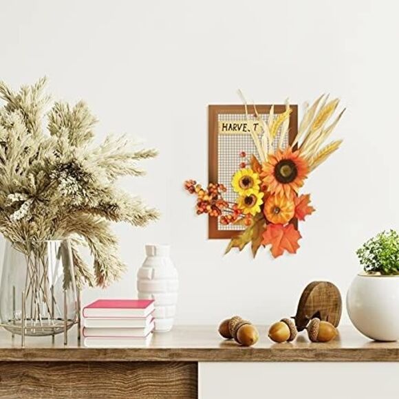 Flower Fall Decorations Home, Rustic Wooden Autumn Wall Decor for Living Room - Picture 5 of 7